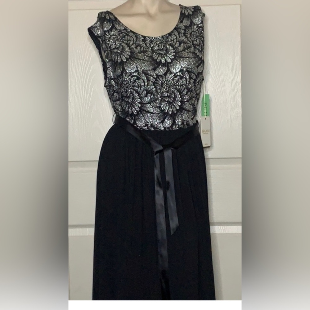 Floor Length Metallic/Black Dress